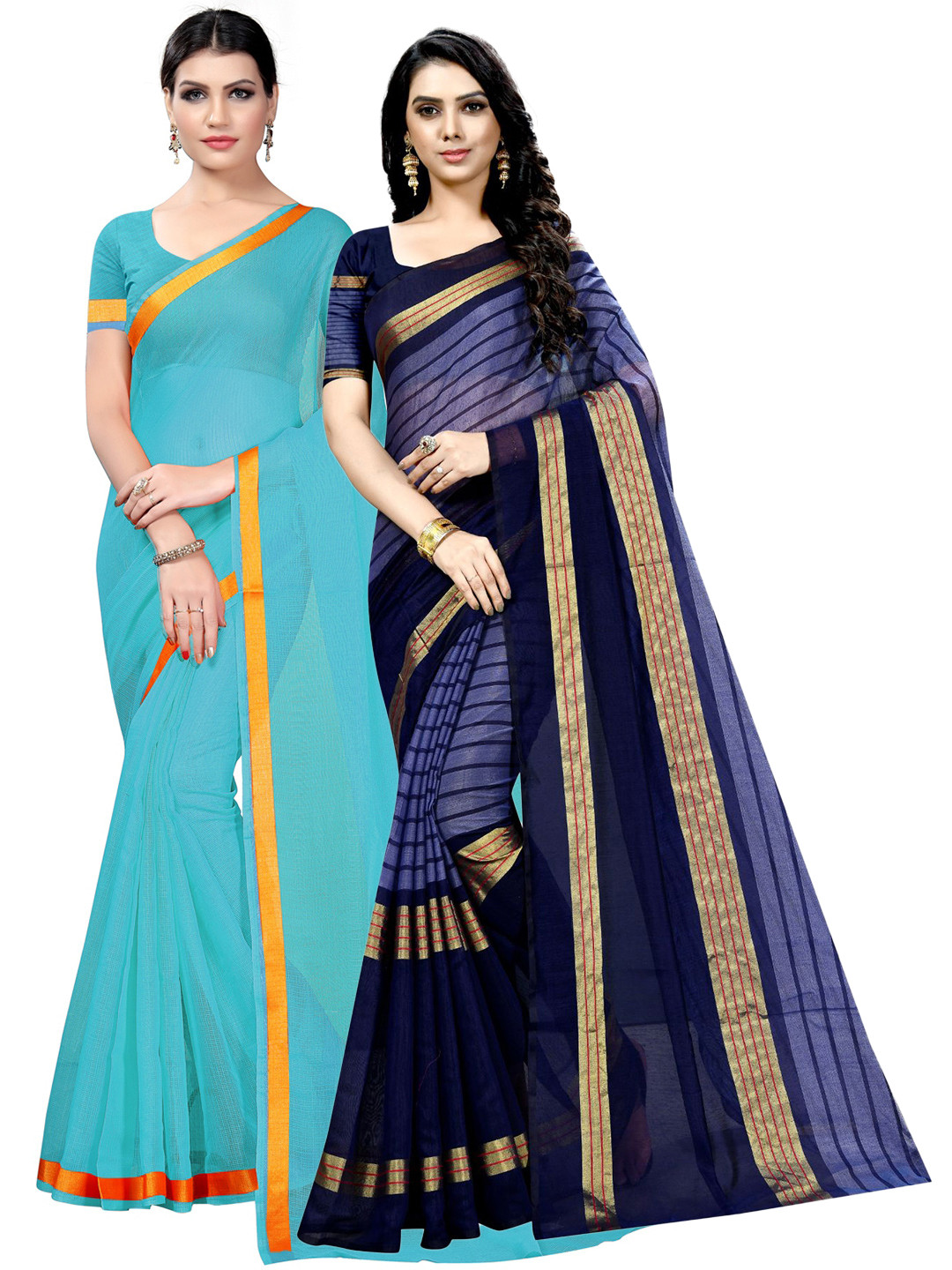 KALINI Pack Of 2 Ilkal Saree With Blouse Piece