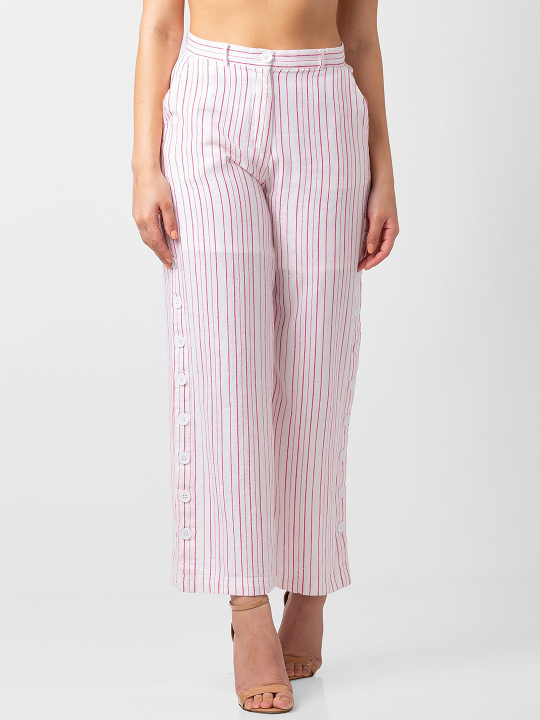 SPYKAR Women Striped Cotton Trousers