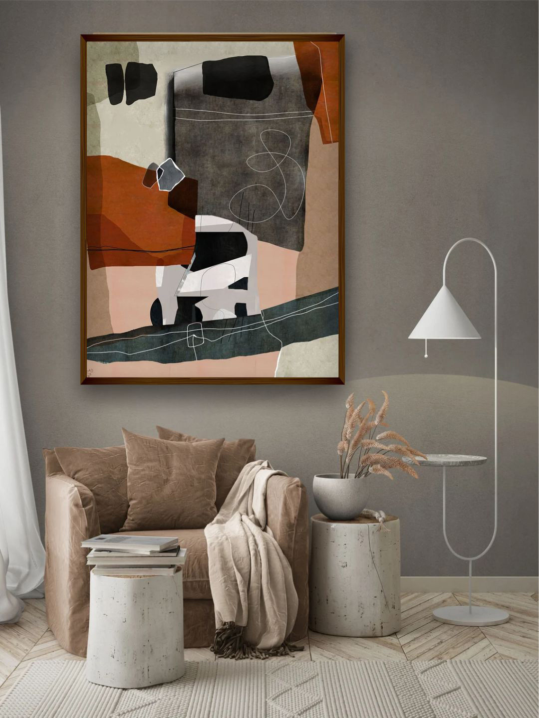The Art House Black & Brown Abstract Painting Wall Art