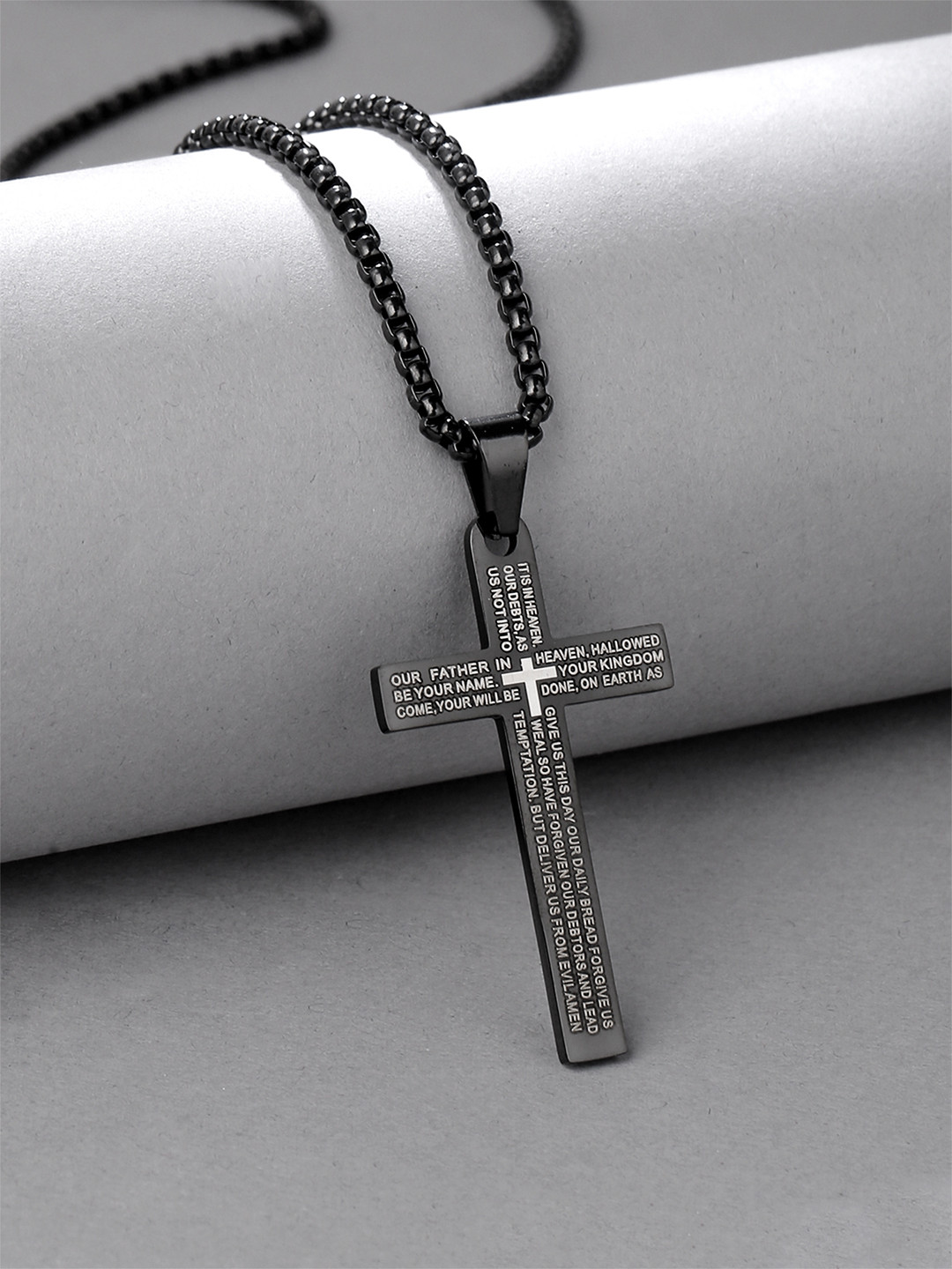 Yellow Chimes Men Silver-Plated Cross Charmed Pendant Chain