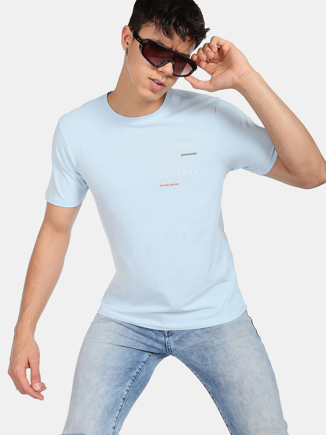 Flying Machine Illusion Graphic Print T-Shirt