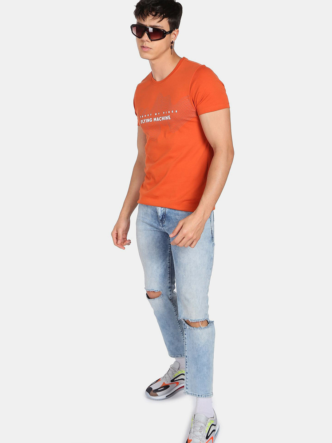 Flying Machine Crew Neck Graphic Print T-Shirt