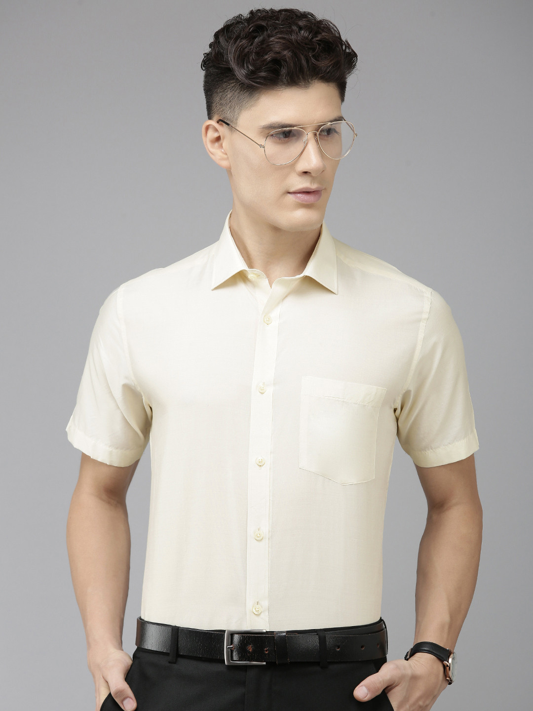 Park Avenue Men Pure Silk Solid Formal Shirt