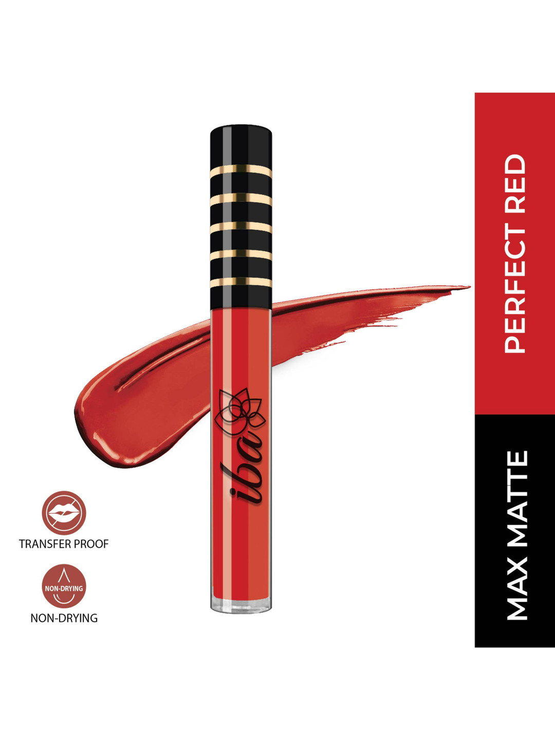 Iba Maxx Matte Transfer-Proof Liquid Lipstick with Argan Oil 2.6 ml - Perfect Red