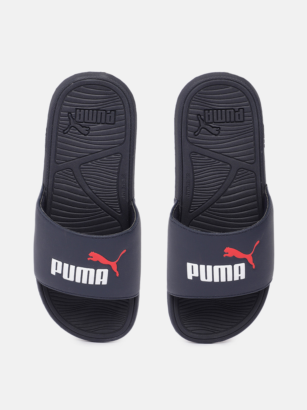 Puma Unisex Navy Blue Cool Cat 2.0 Brand Logo Print Sliders