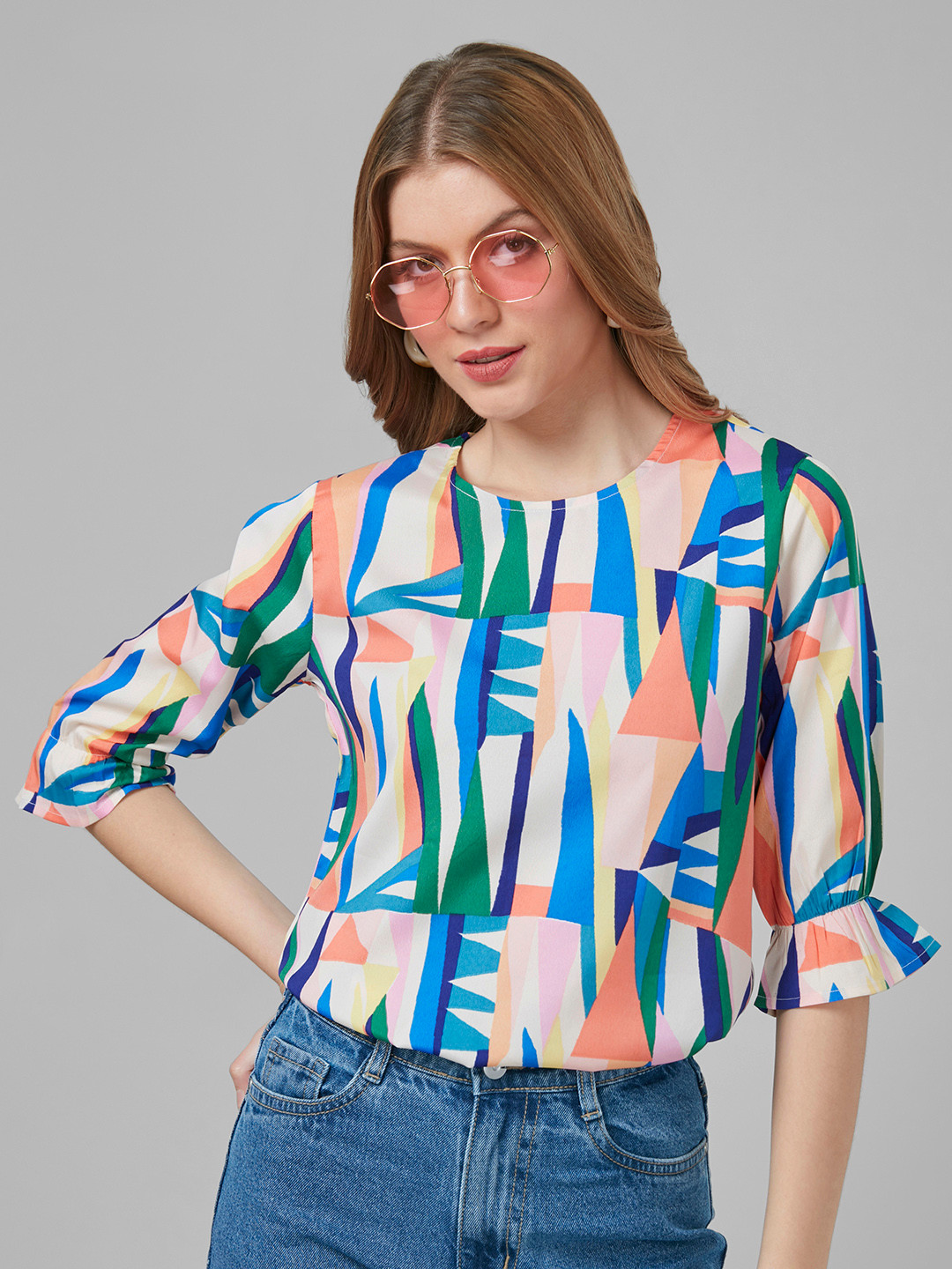 Style Quotient Geometric Print Top