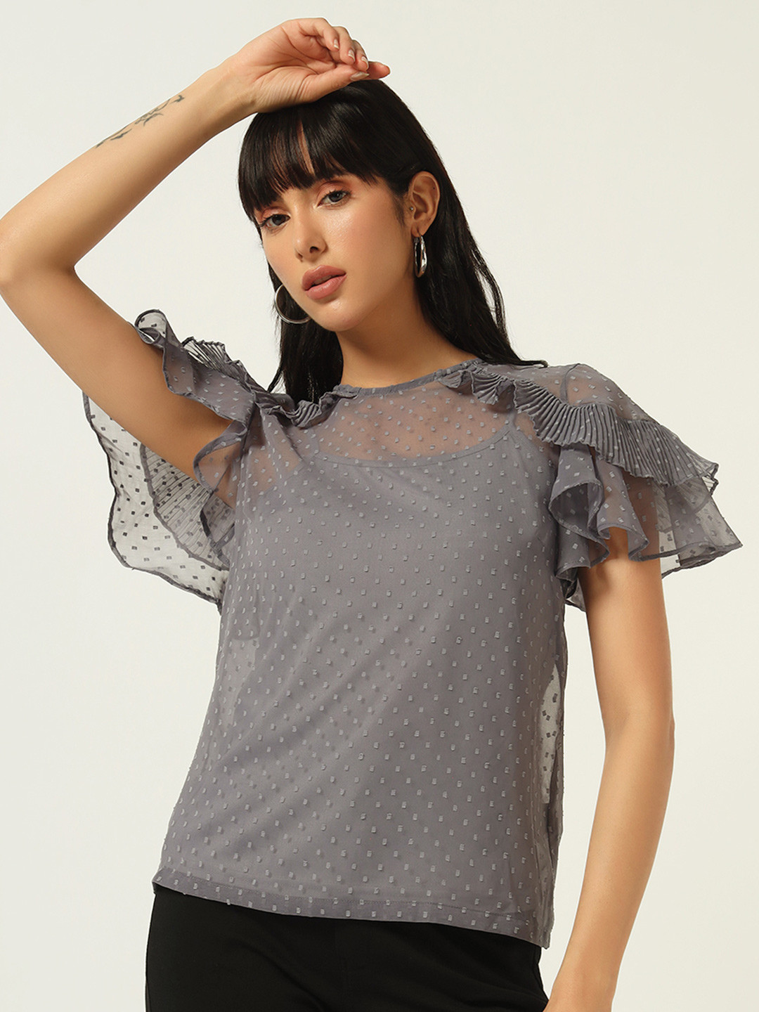 Beatnik Self Design Ruffle Top