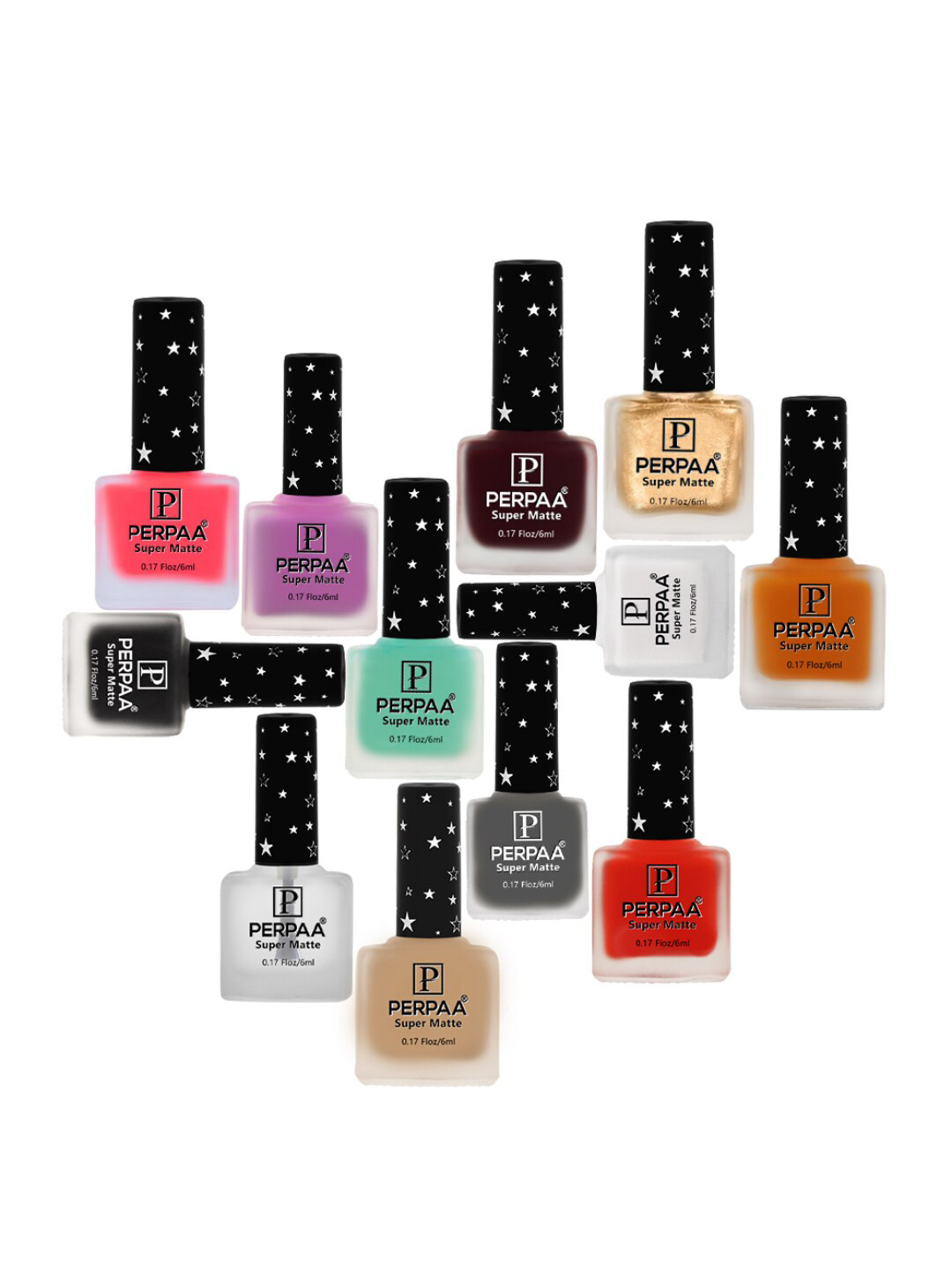 PERPAA Set Of 12 Super Matte Quick-Dry & Long Lasting Nail Polish 6ml Each - Combo 22