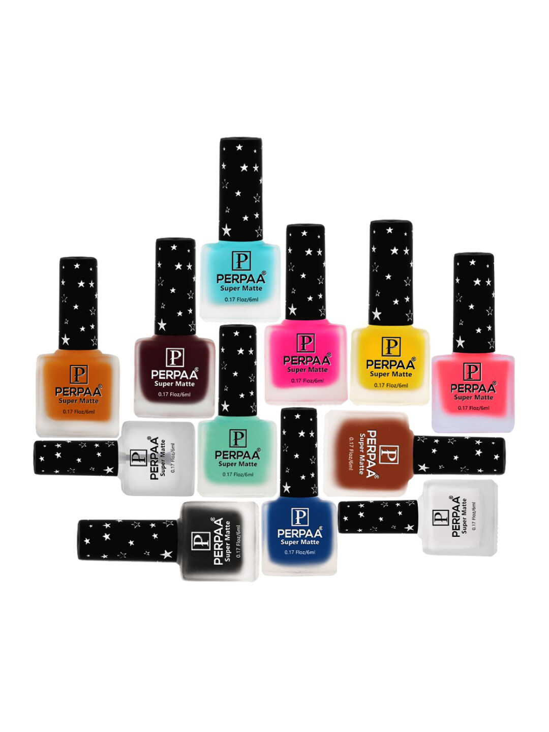 PERPAA Set of 12 Super Matte Quick-Dry & Long Lasting Matte Nail Polish 6ml each- Combo 35