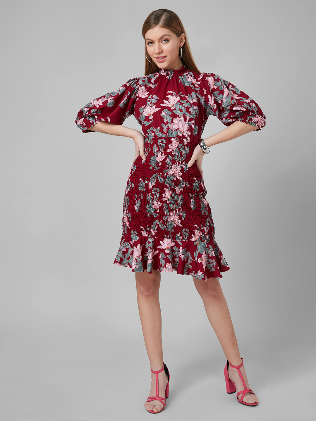 Style Quotient Floral Printed Bodycon Smart Casual Dress