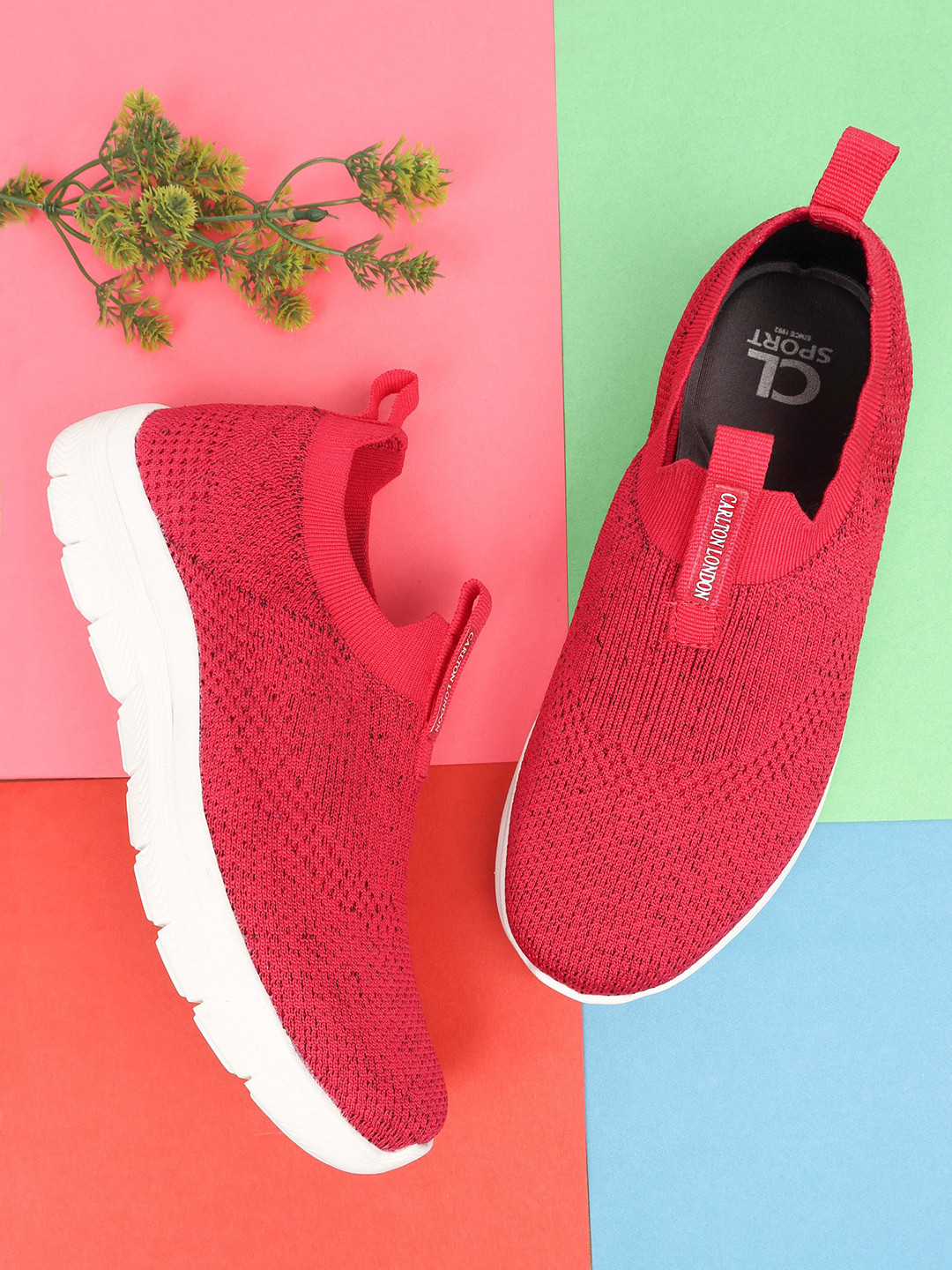 Carlton London Women Woven Design Slip-On Sneakers