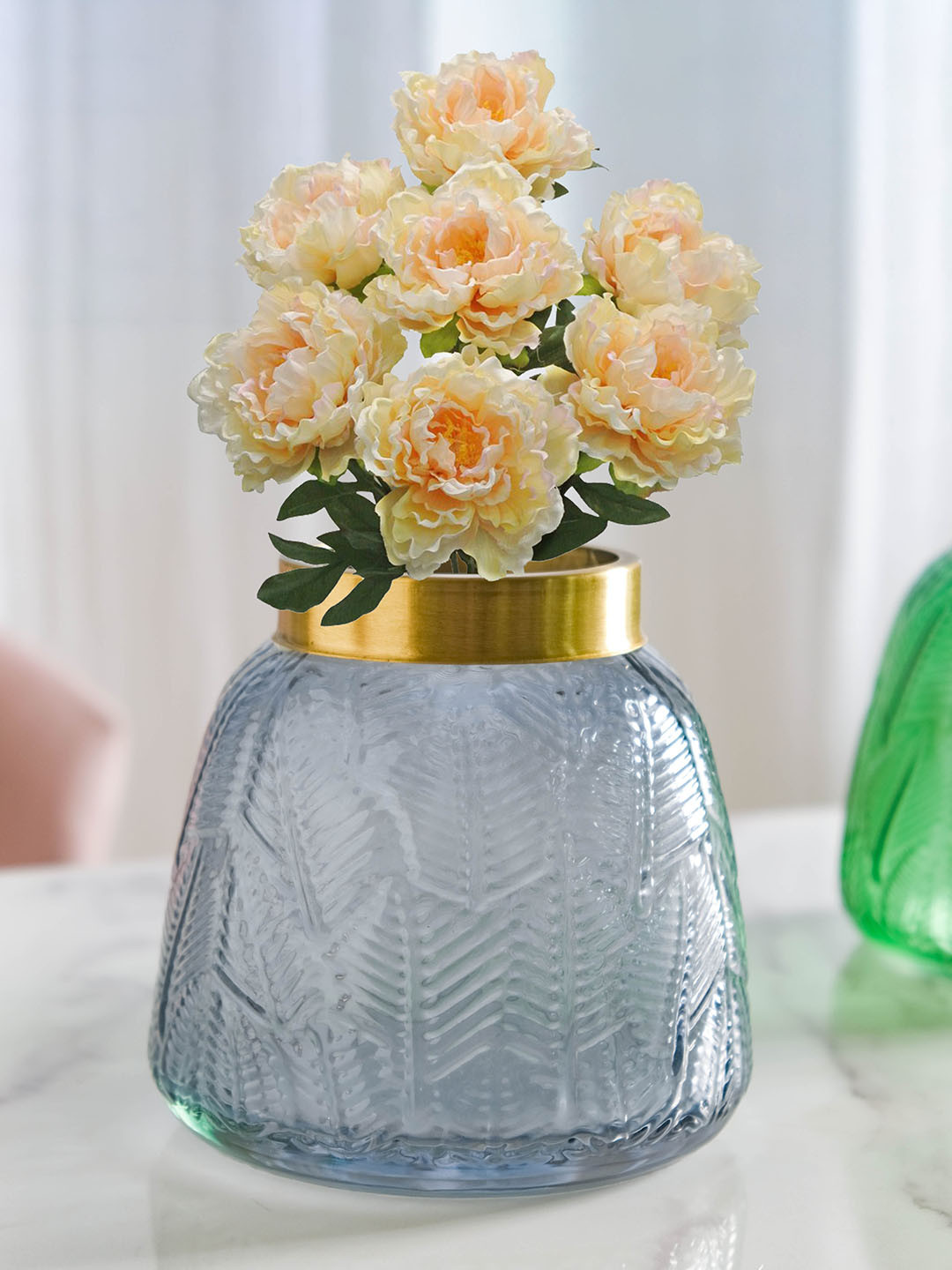 Nestasia Grey Textured Bottle Shaped Glass Vase