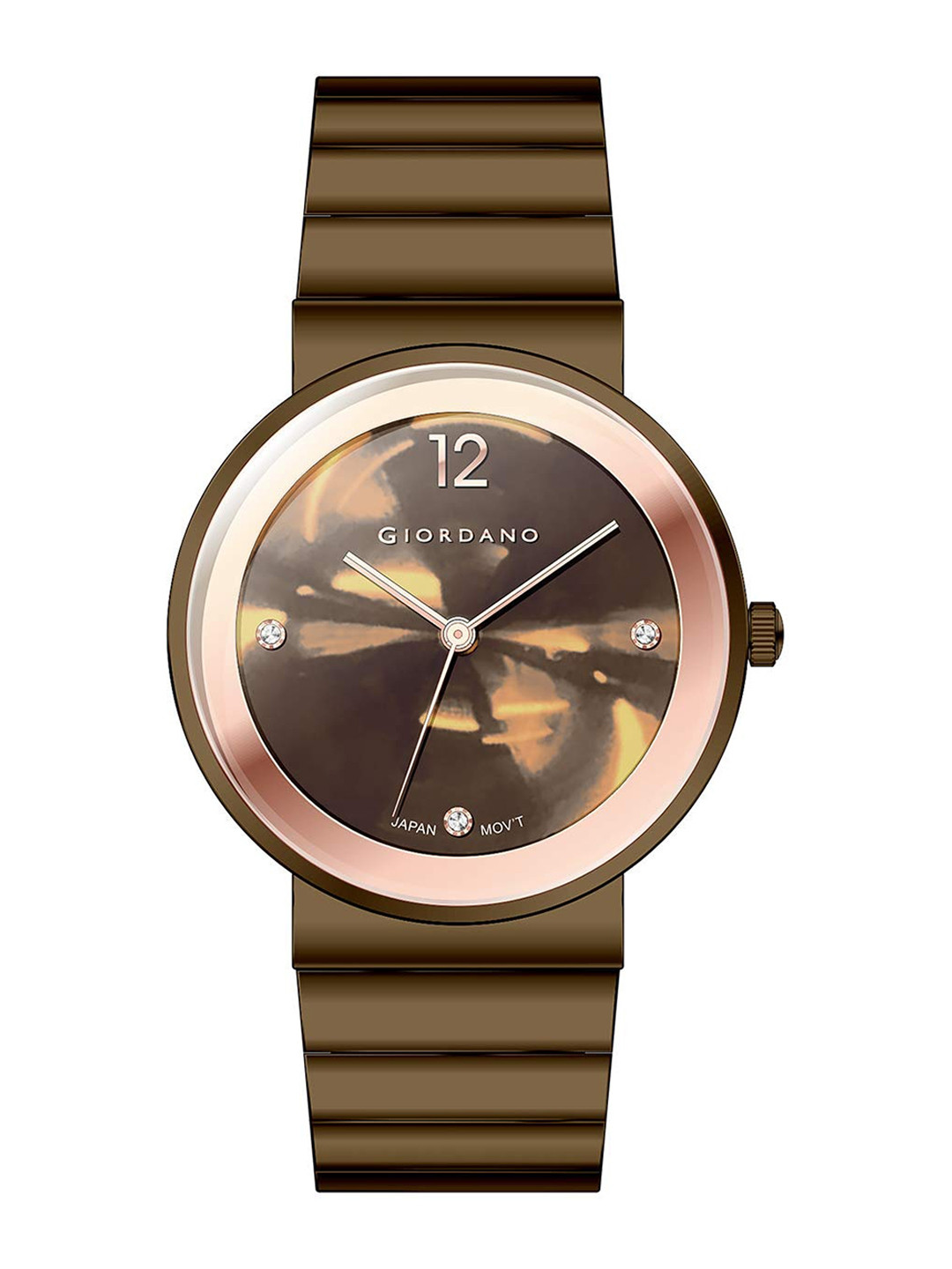 GIORDANO Women Printed Dial & Brown Bracelet Style Straps Analogue Watch GD-2097