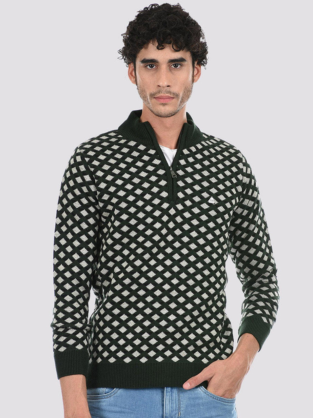 Cloak & Decker by Monte Carlo Men Geometric Printed Acrylic Pullover Sweater