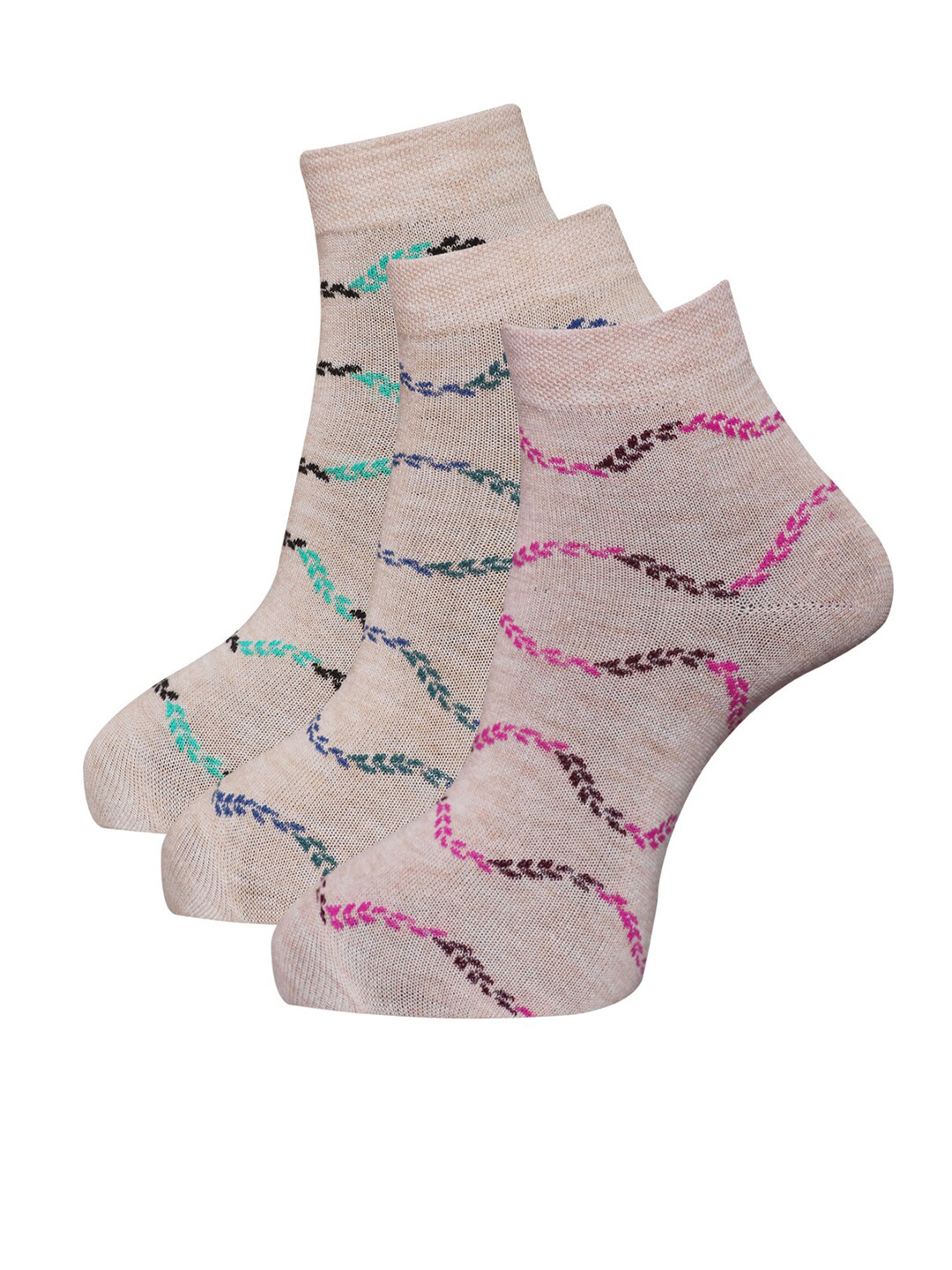 Dollar Socks Women Pack Of 3 Assorted Ankle-Length Thumb Socks