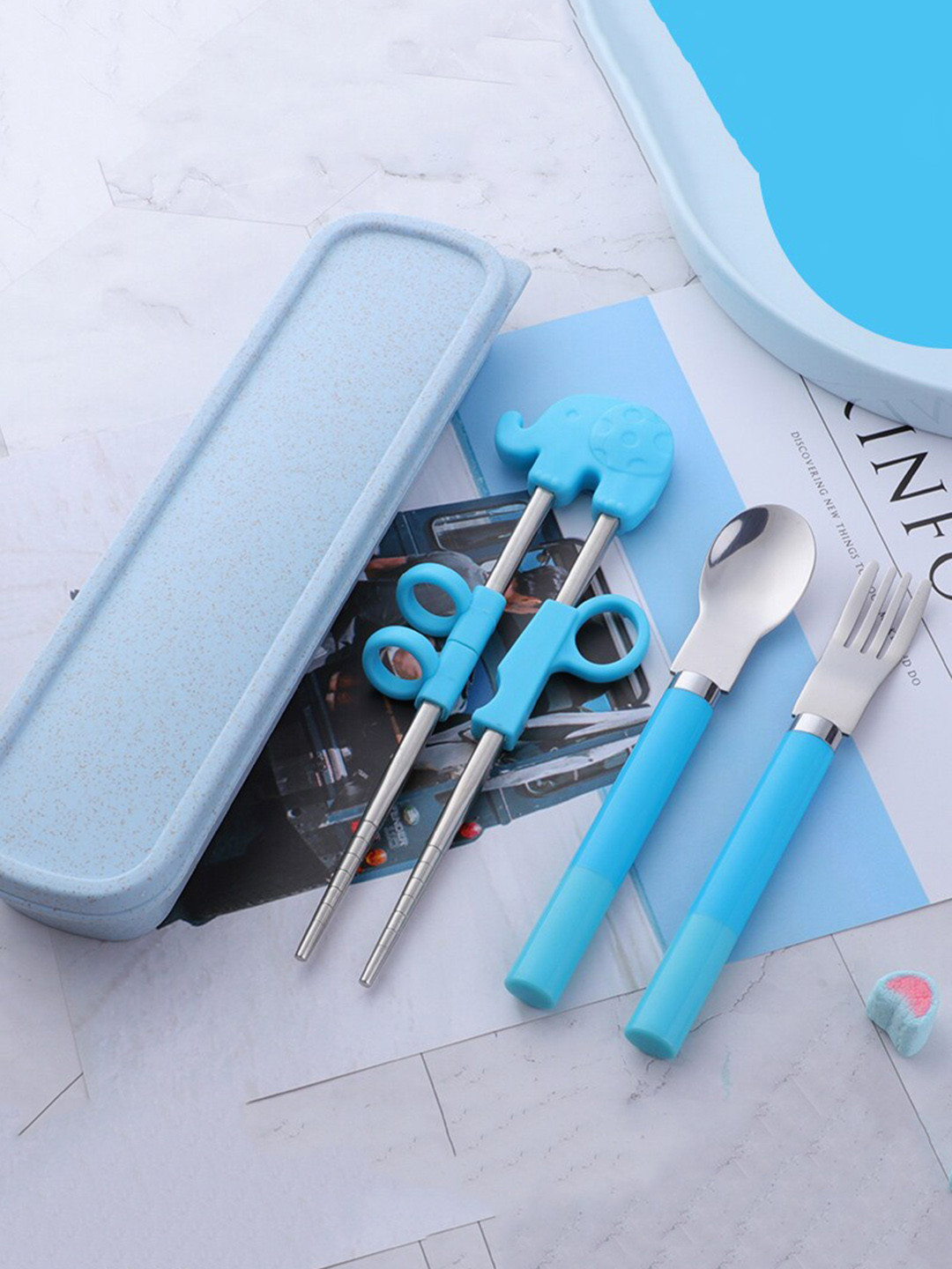 TIPY TIPY TAP Blue Set Of 3 Stainless Steel Learning Cutlery