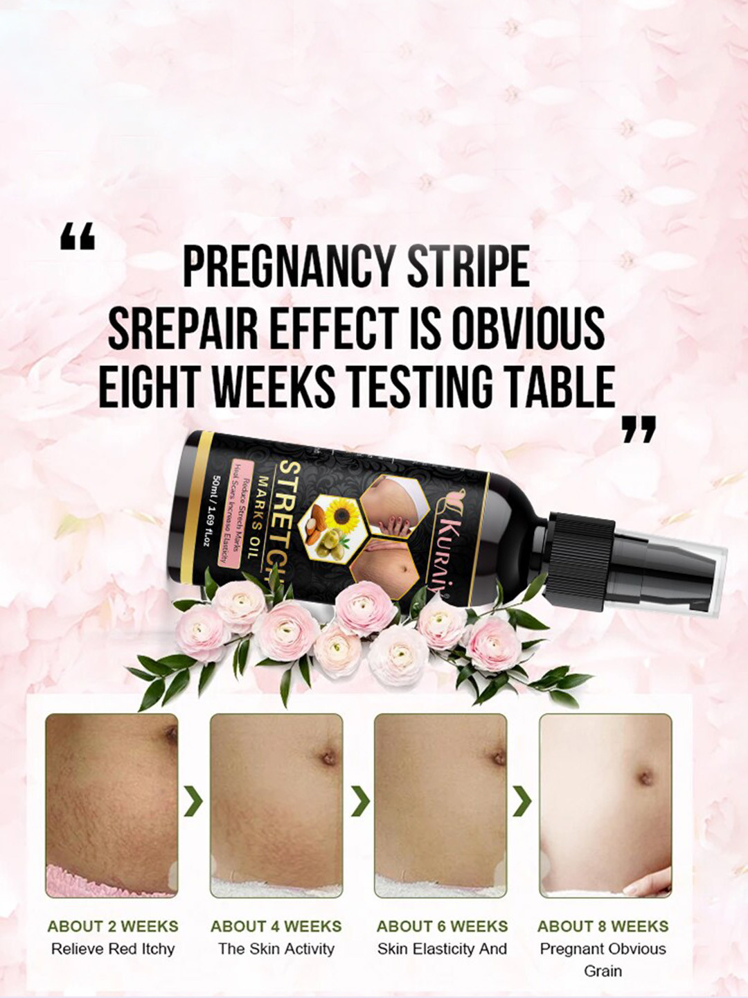 KURAIY Vitamin C Stretch Marks Removal Body Oil 50ml