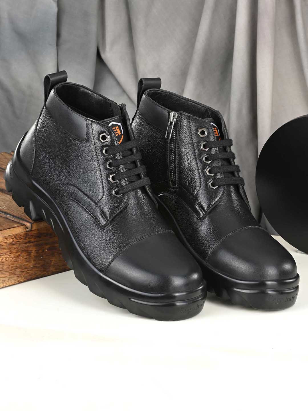 Eego Italy Men Mid-Top Light Weight Leather High Ankle Boots