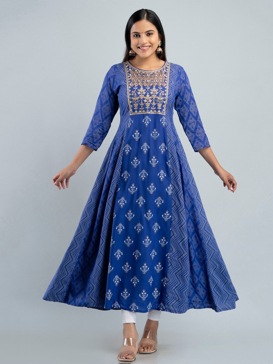 MAUKA Ethnic Motifs Yoke Design Thread Work Anarkali Kurta