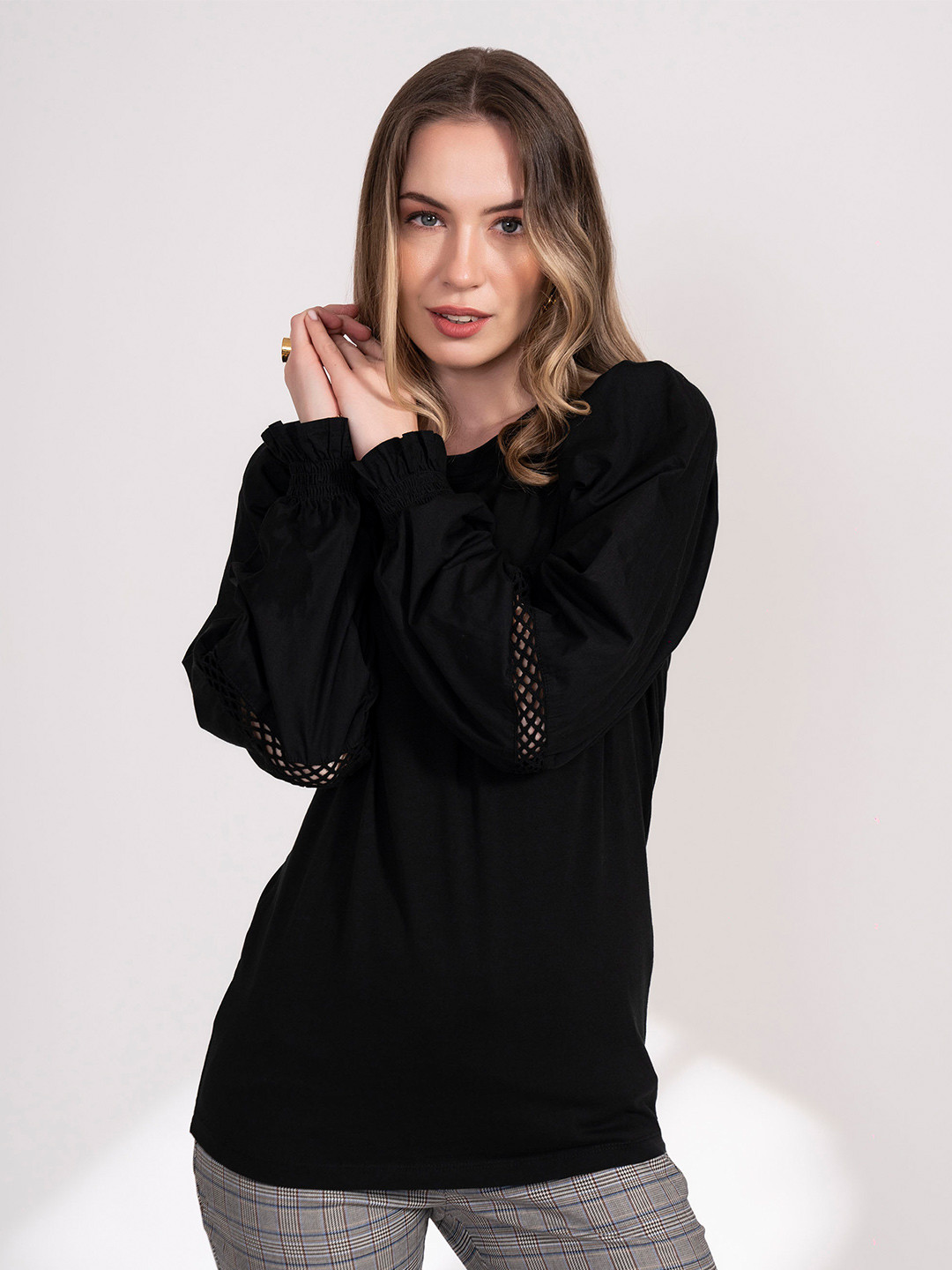 B.Copenhagen Puff Sleeves Cut Out Pure Cotton Top