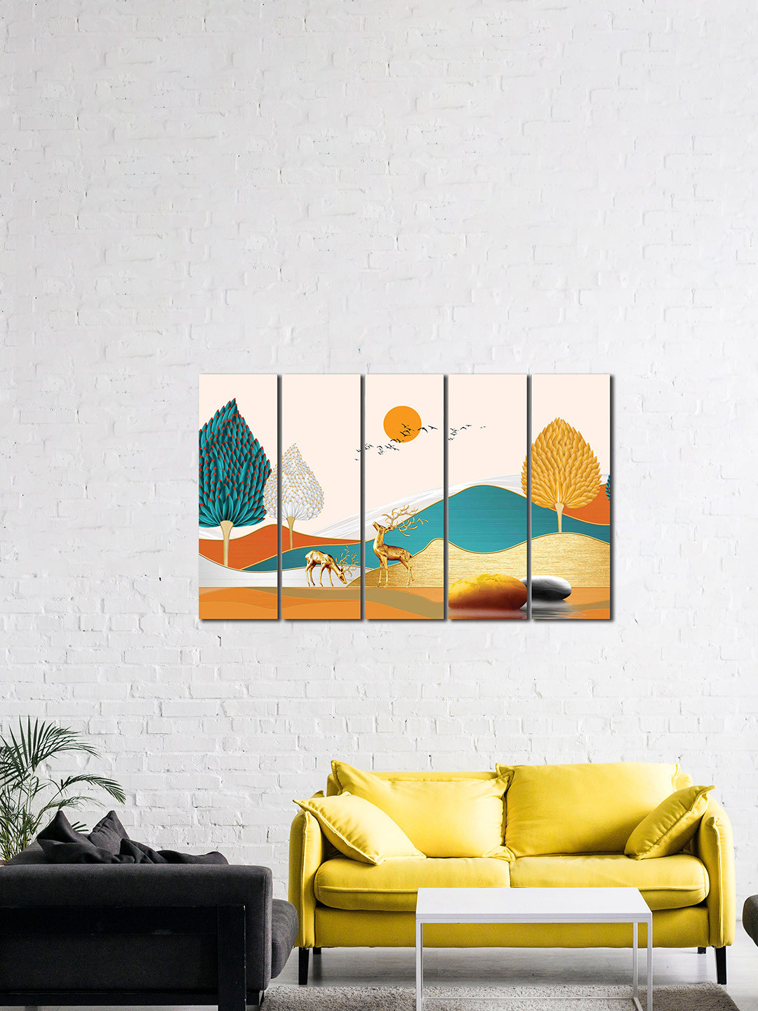 WENS Modern Art Canvas 5 Piece Wall Rectangle Paintings Wall Art -24 x 40 In