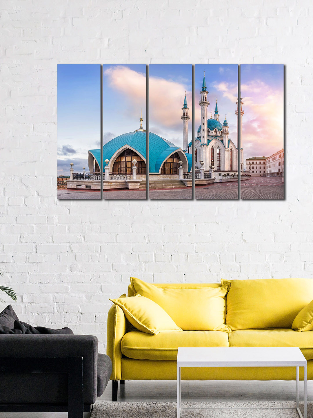 WENS Kul Sharif Mosque Canvas 5 Piece Wall Rectangle Paintings Wall Art - 8 x 24 In