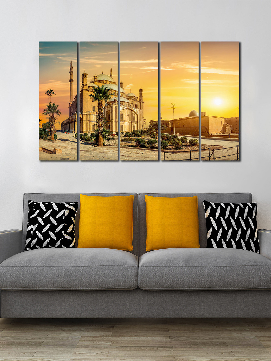 WENS Muhammad Ali Mosque Canvas 5 Piece Wall Rectangle Paintings Wall Art - 40 x 24 In