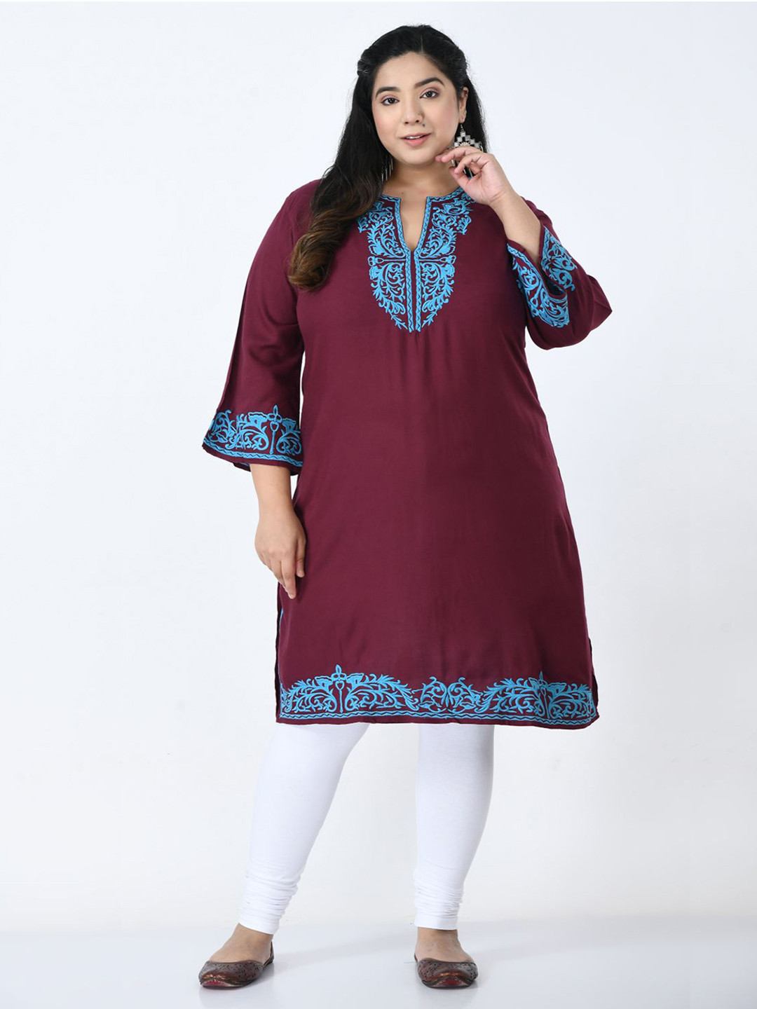 SAAKAA Brown Tie-Up Neck A-Line Dress