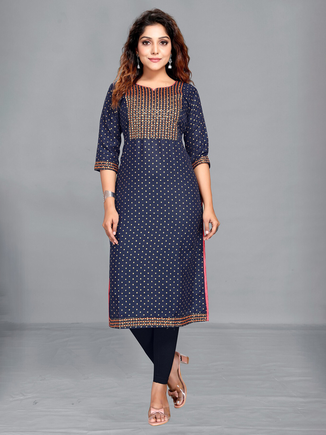 MARUTI ART Women Ethnic Motifs Printed Thread Work Kurta