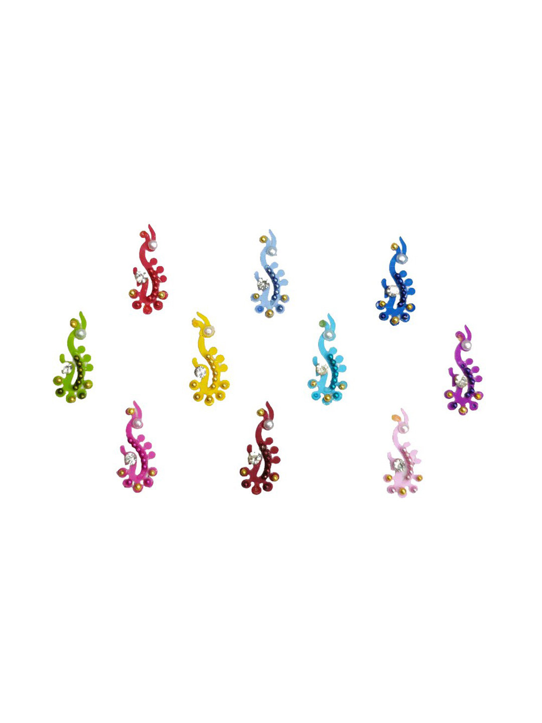 Comet Busters 10 Pcs Stone Studded Reusable Bindi - Multicolor