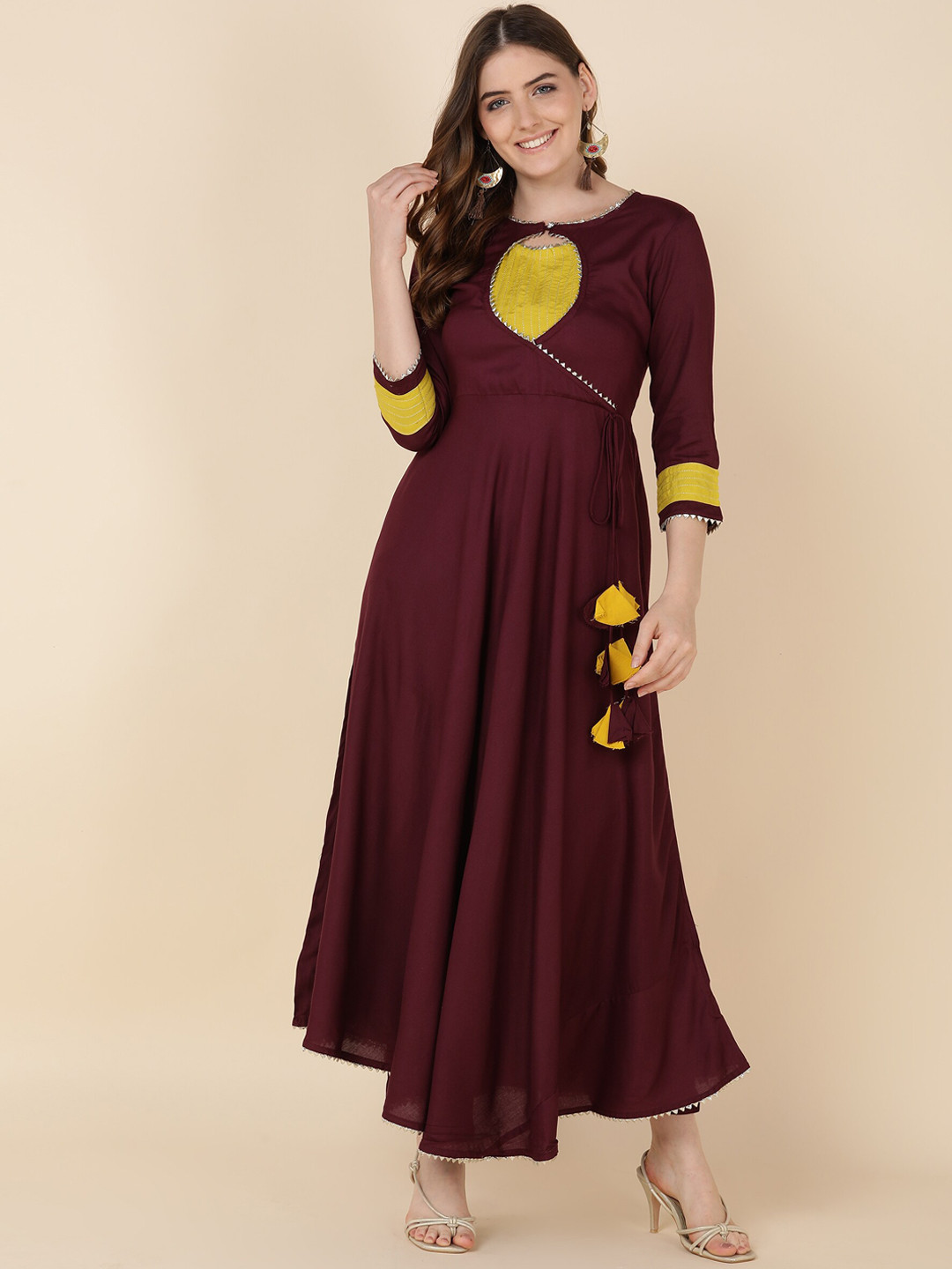 JAIPUR PRIME Women Angrakha Gotta Patti Kurta with Trousers