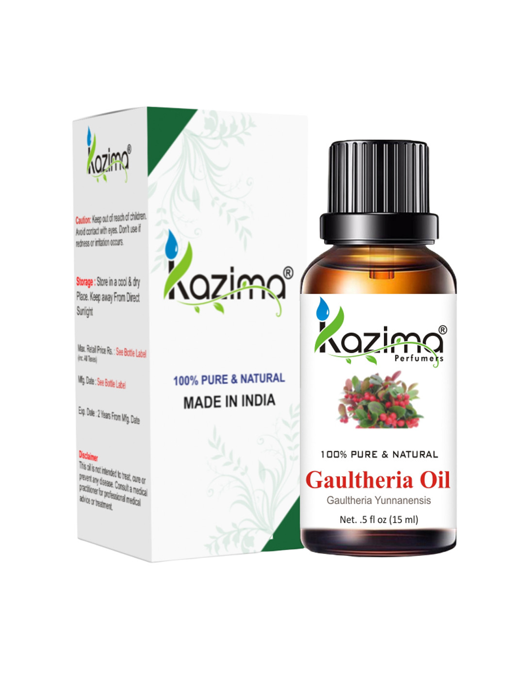 KAZIMA Pure & Natural Gaultheria (Wintergreen) Essential Oil 15 ml