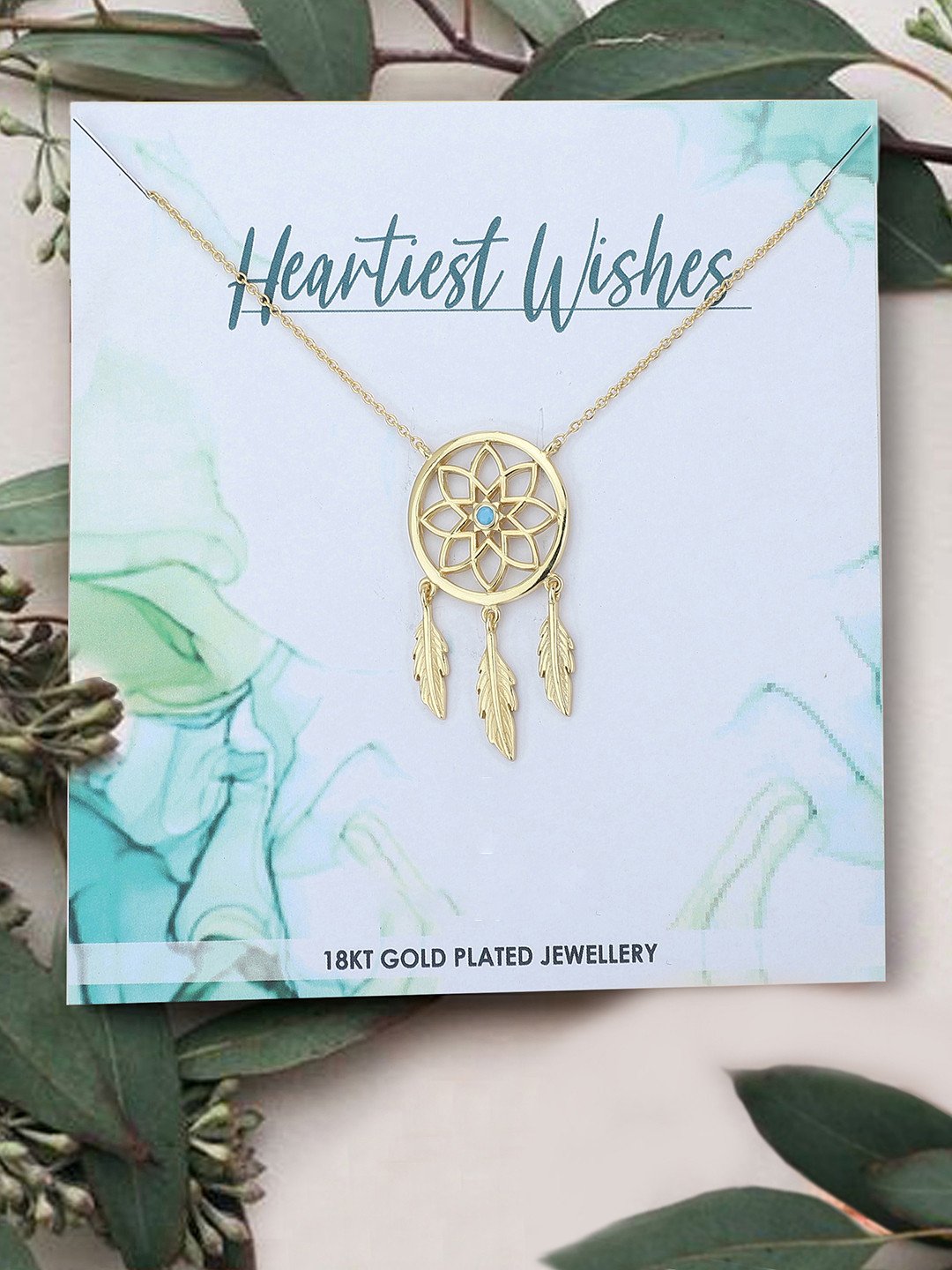 Carlton London 18K Gold-Plated Enamelled Necklace with Gift Card