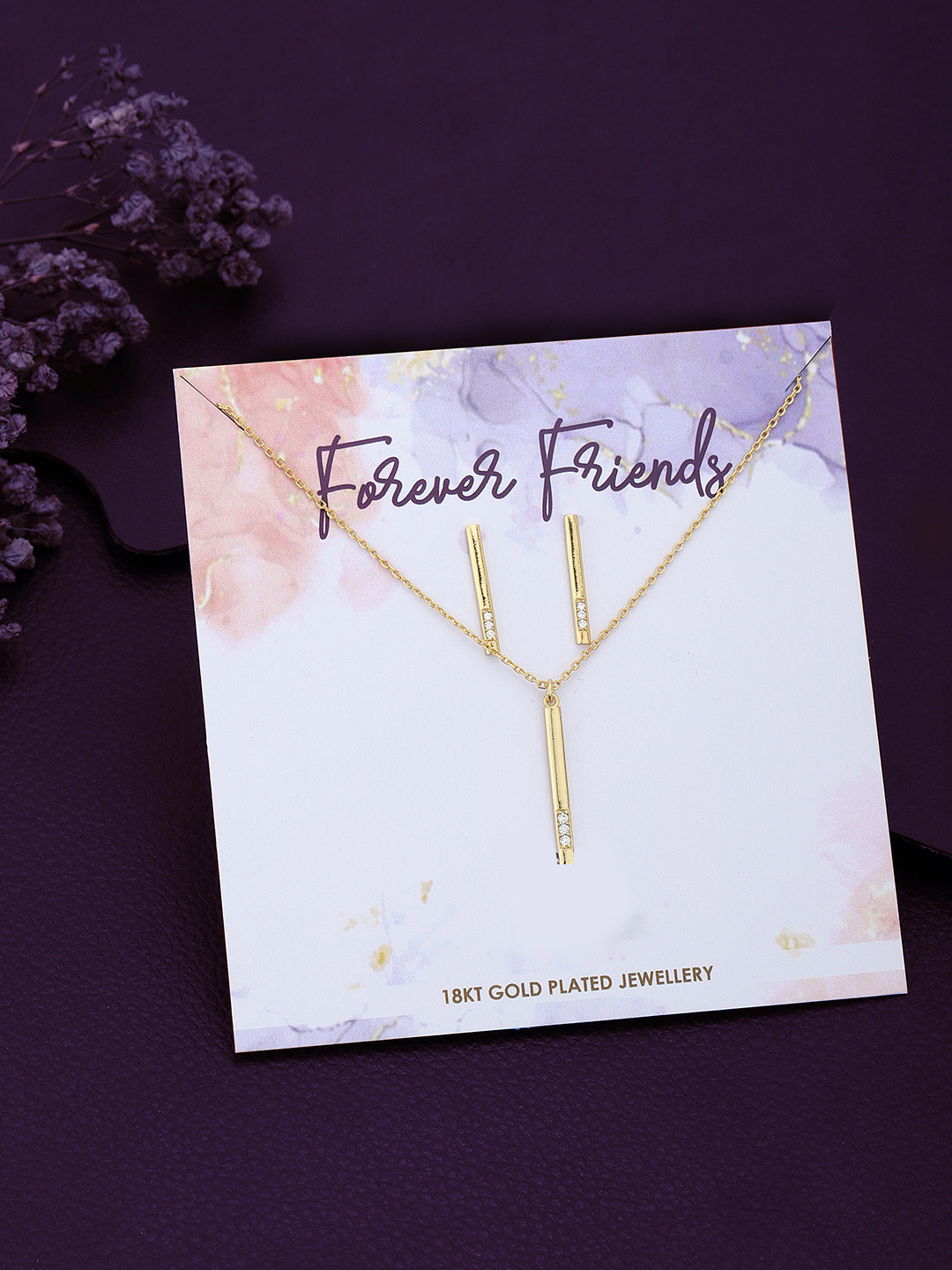 Carlton London Women 18K Gold-Plated Necklace With Earrings & Gift Card