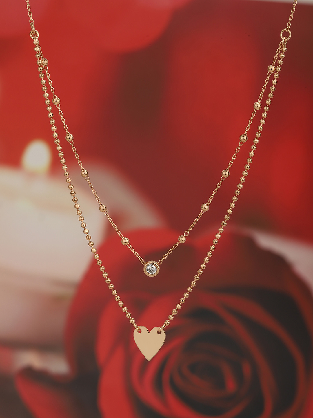 Carlton London 18K Rose Gold-Plated Layered Necklace with Gift Card