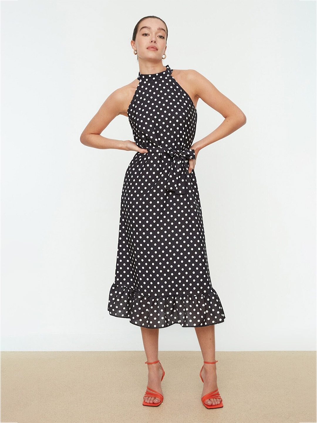 Trendyol Halter Neck A-Line Midi Dress