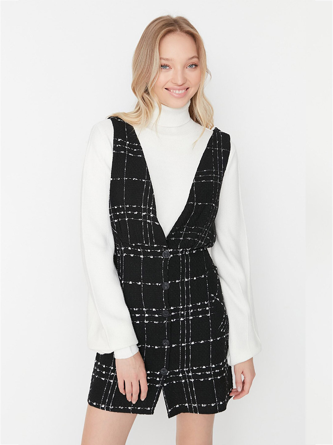 Trendyol Checked Pinafore Mini Dress
