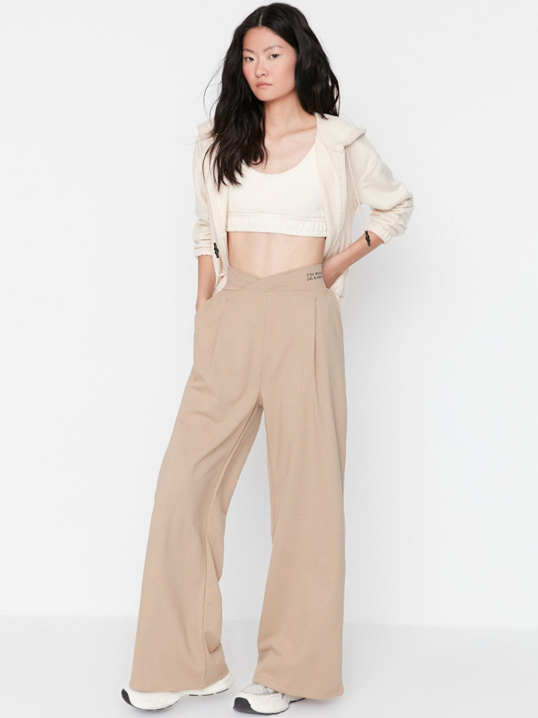 Trendyol Women Mid-Rise Parallel Wide Leg Trousers