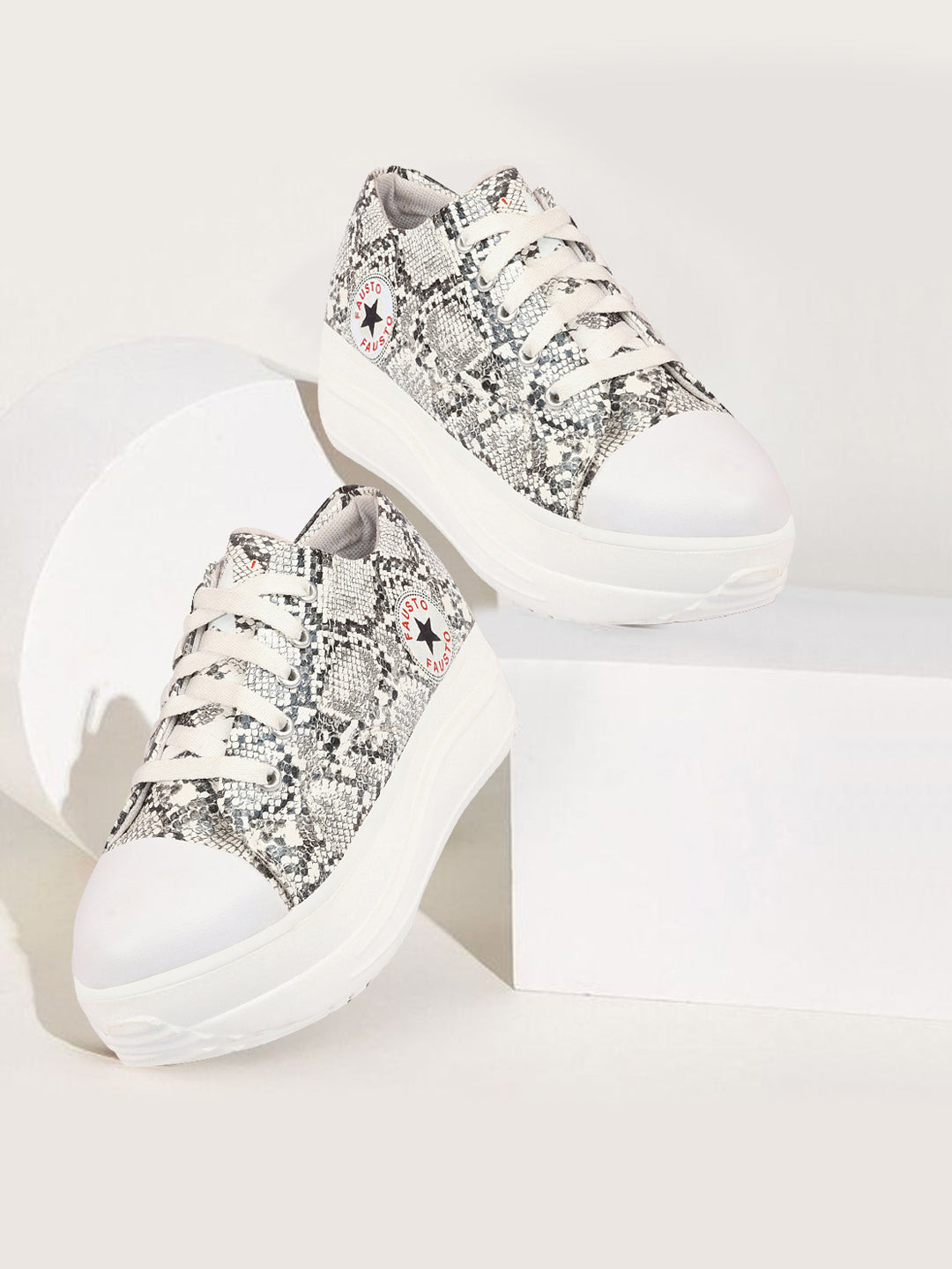 FAUSTO Women Printed Lightweight Canvas Sneakers