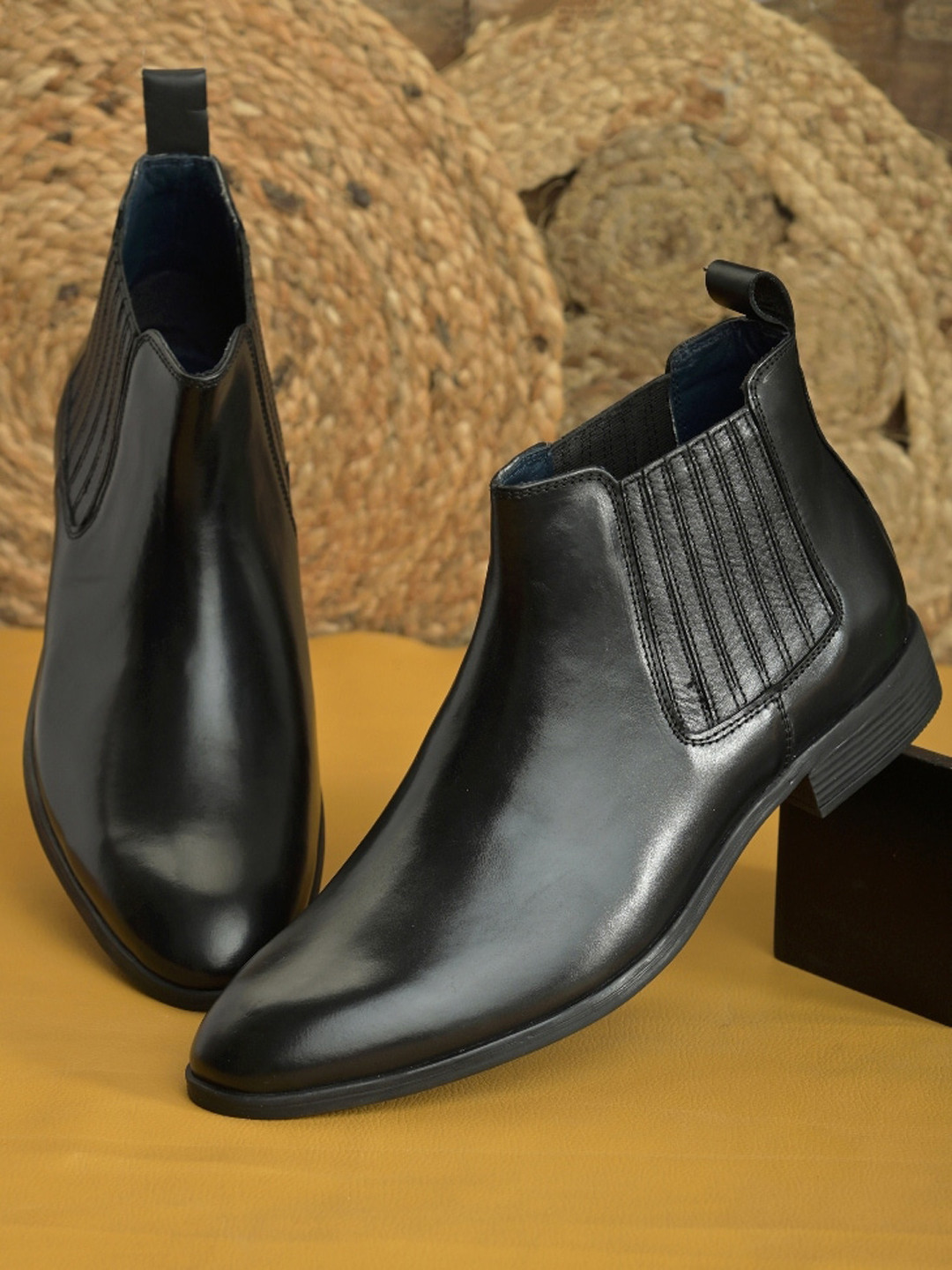 pelle albero Men Leather High-Top Chelsea Boots