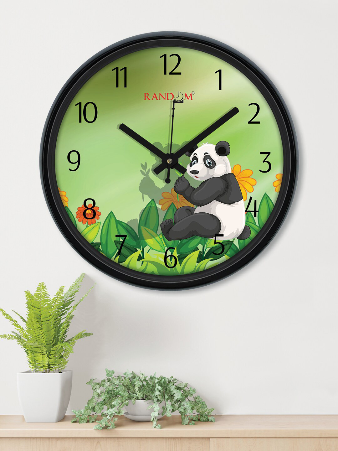 RANDOM Cute Baby Panda Plastic Large Display Battery Analogue Wall Clock-30.5cm