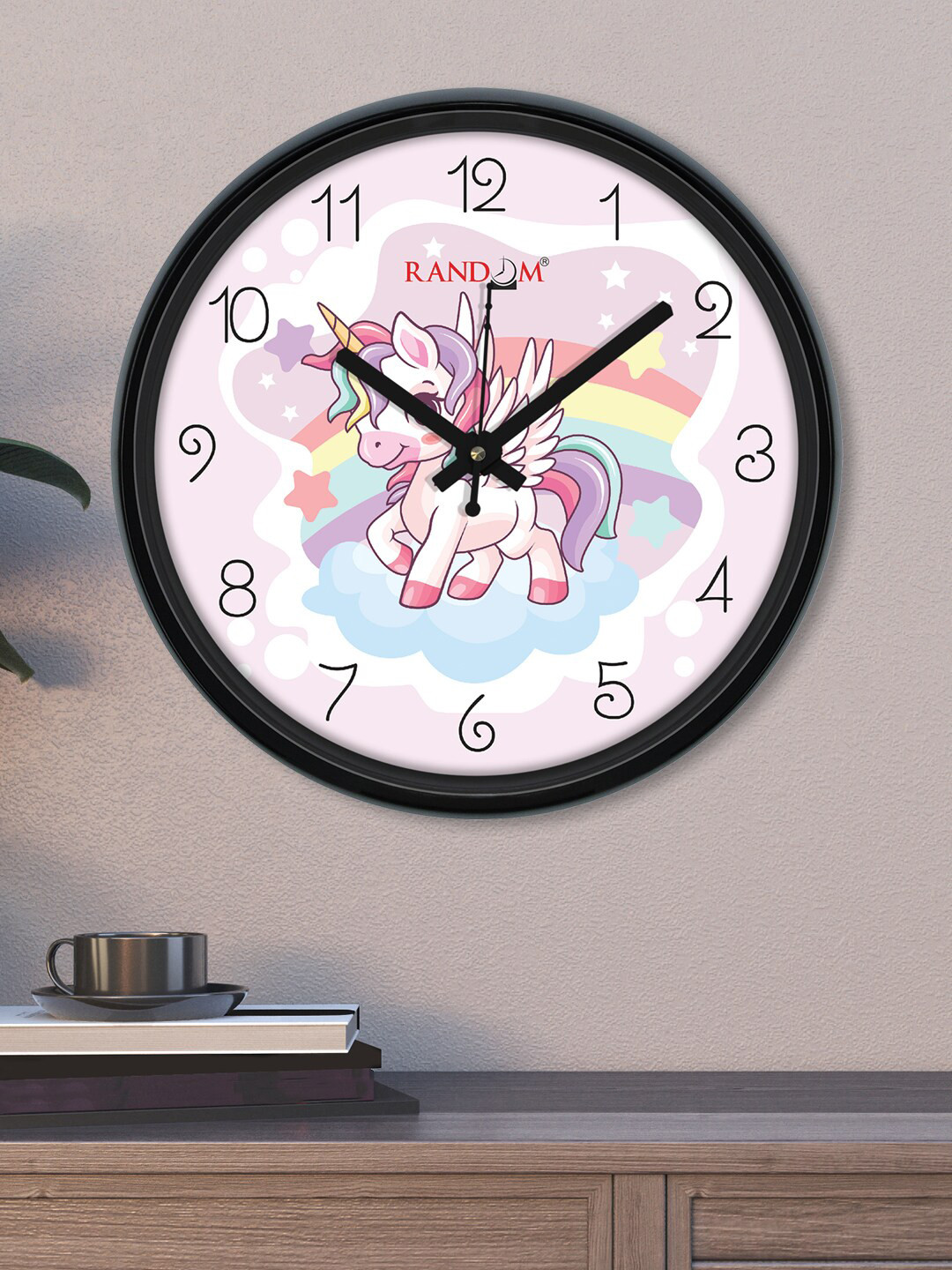 RANDOM Baby Unicorn Pink & Purple Printed Contemporary Wall Clock