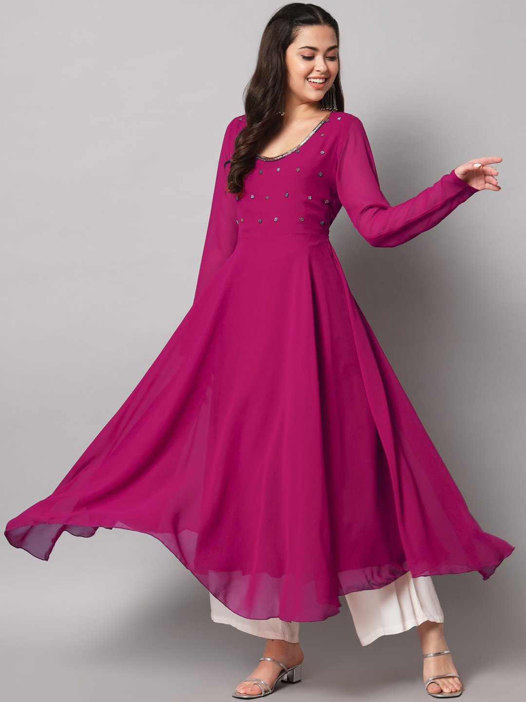 Poshak Hub Women Indie Prints Georgette Anarkali Kurta - Kurtas for Women 21514342 | Myntra
