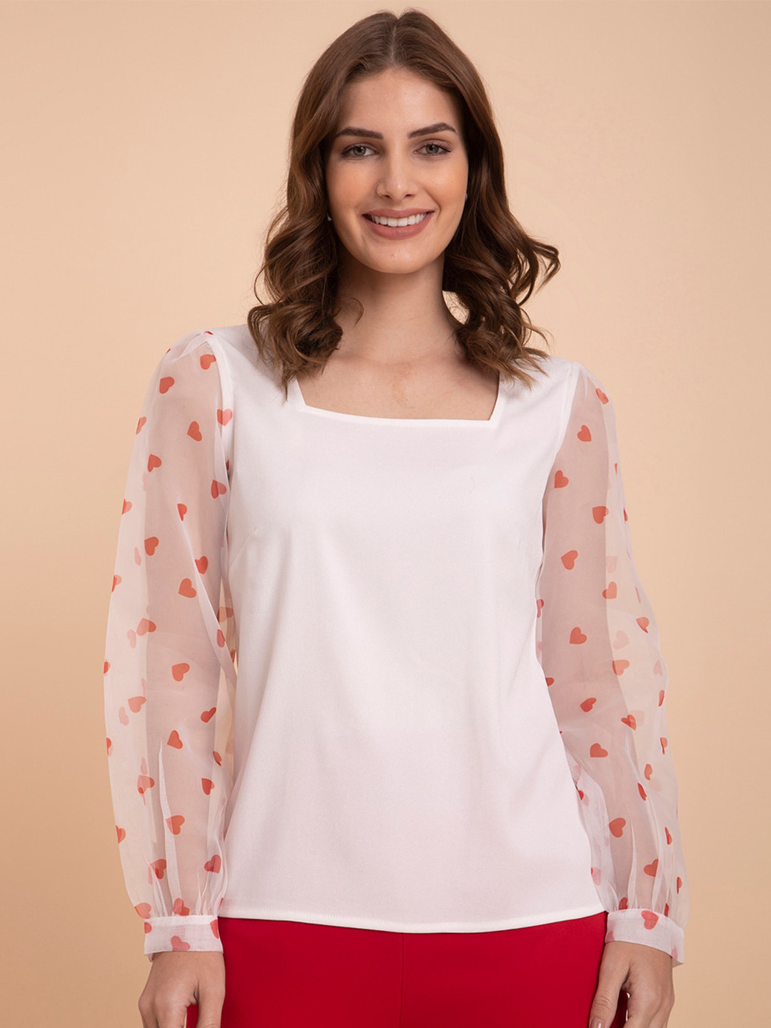 FableStreet Square Neck White Top