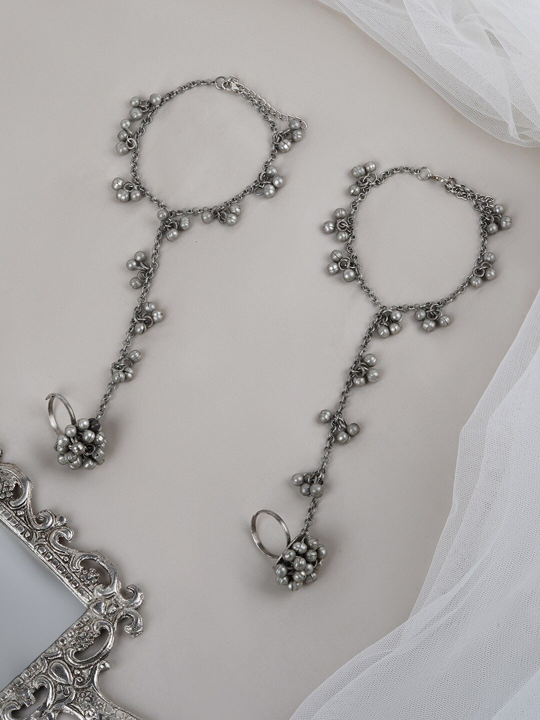 TEEJH Ghungroo Detailed Alloy Oxidised Anklets