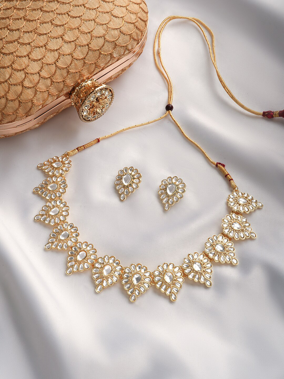 TEEJH Jhilmil Pearl and Polki Jewellery Set