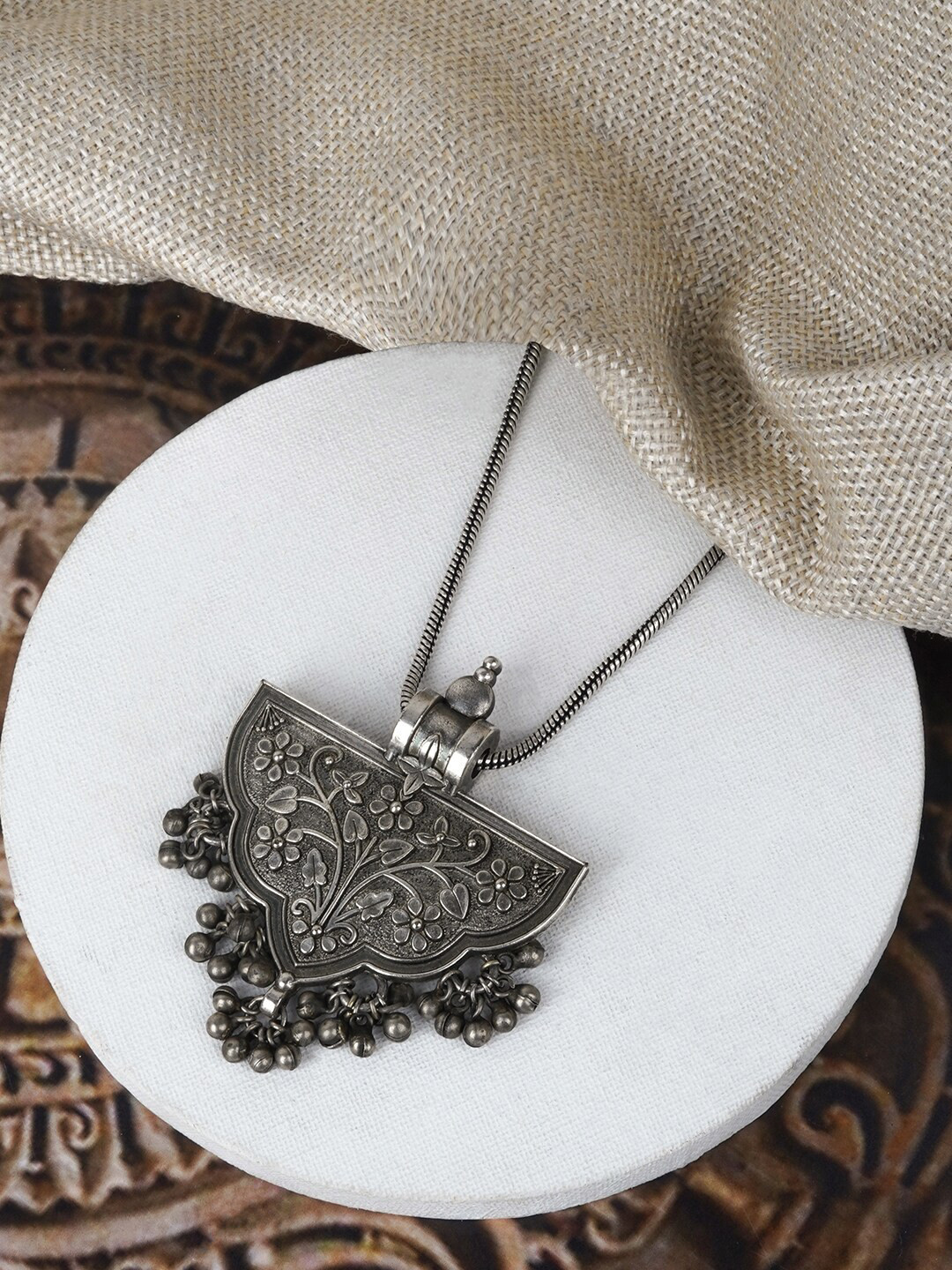 TEEJH Women Aadri Silver Oxidised Chain