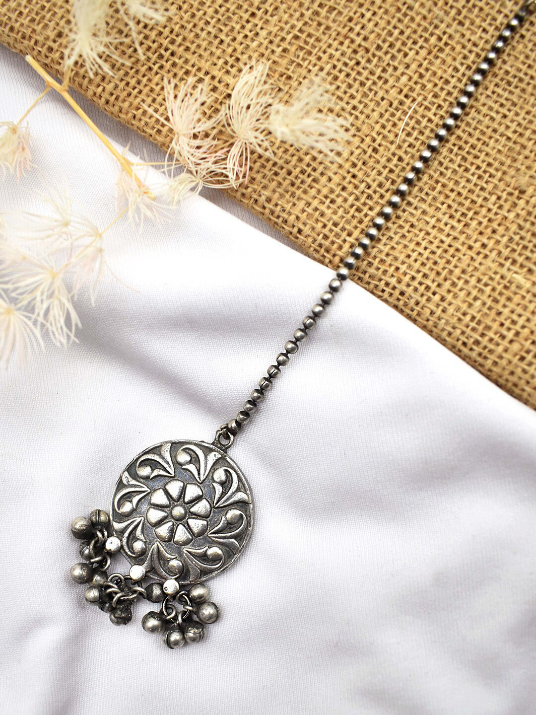 TEEJH Silver-Plated Maang Tikka