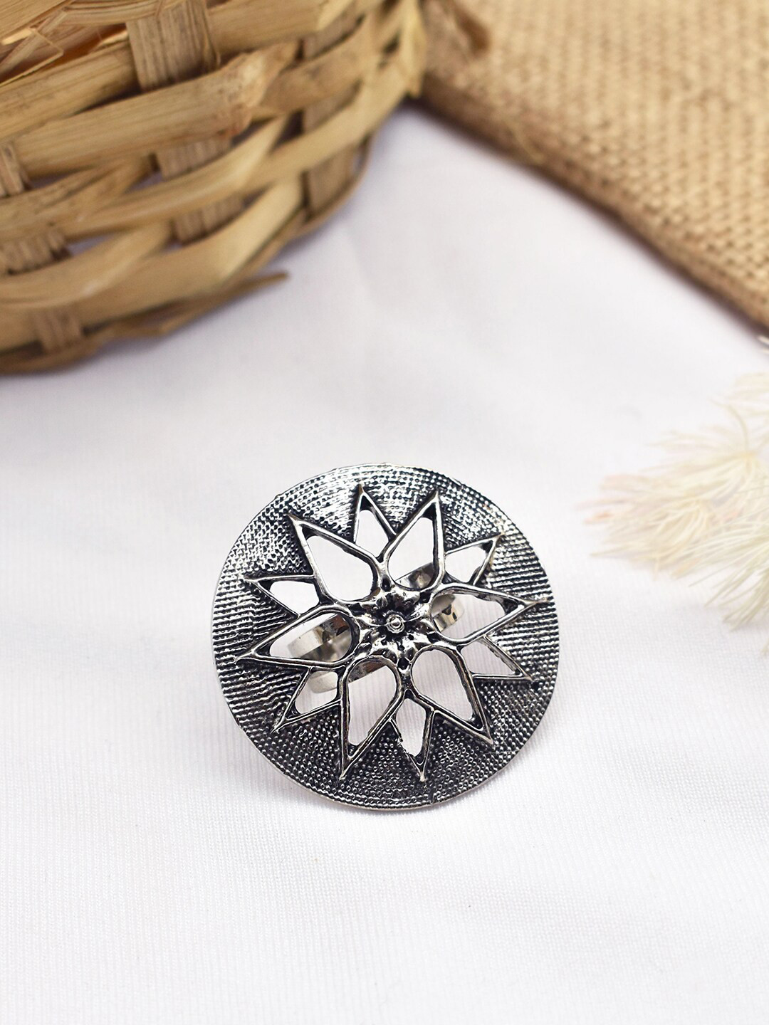 TEEJH Drishya Oxidised Finger Ring