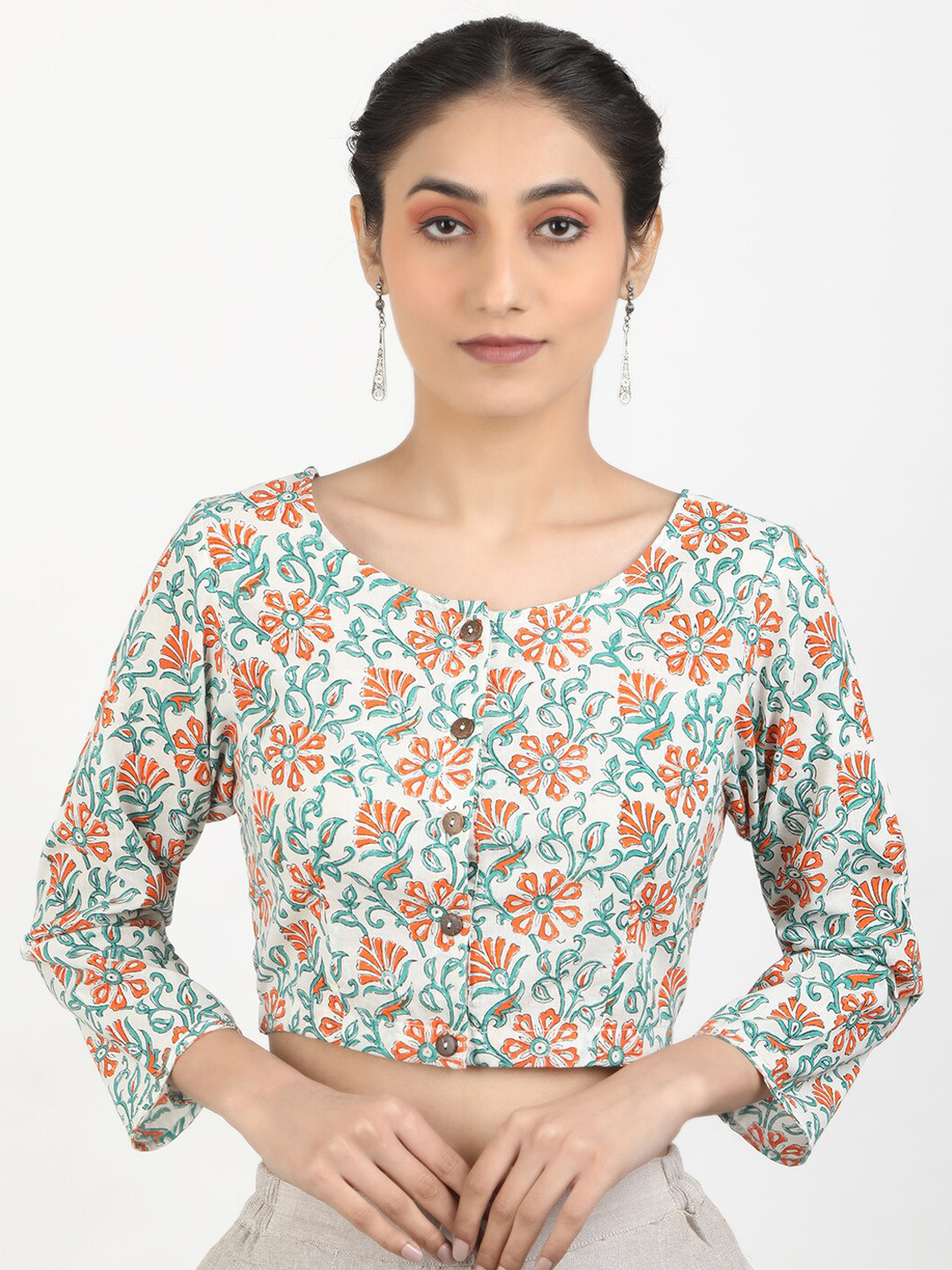 Llajja Printed Cotton Saree Blouse